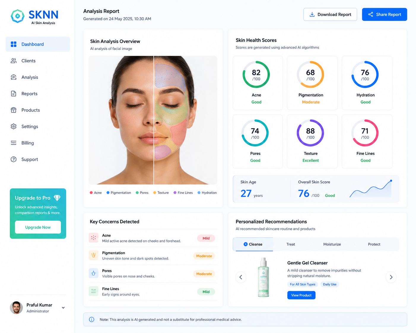 AI Skin Analysis Report Example
